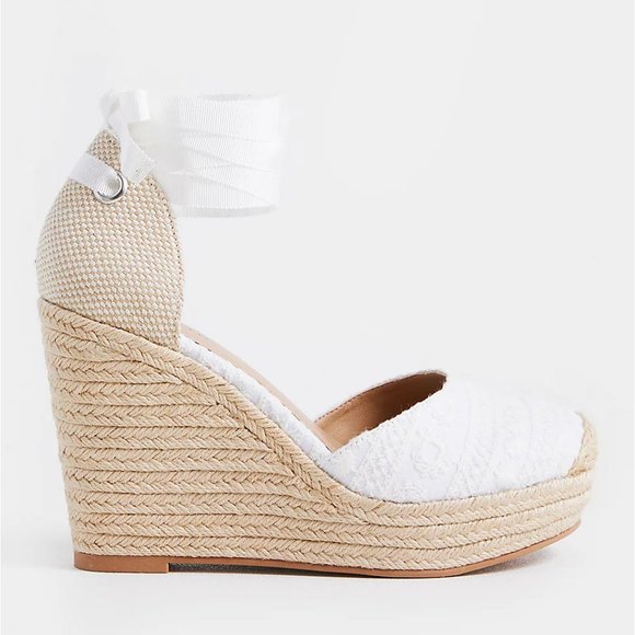 Torrid Embroidered Ankle Wrap Espadrille Wedge 7 - Picture 4 of 5